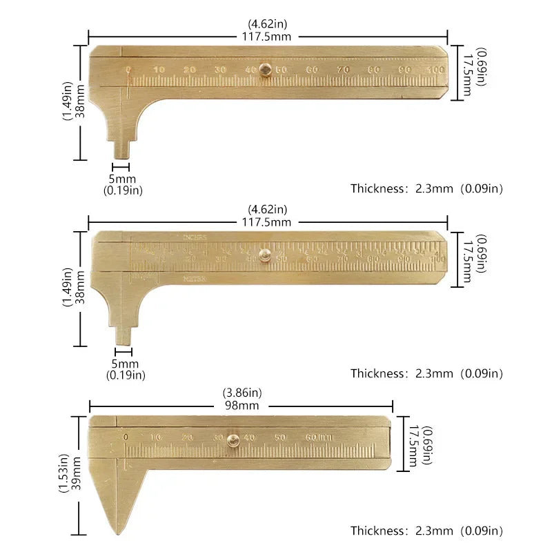 80/100mm Mini Brass Sliding Ruler