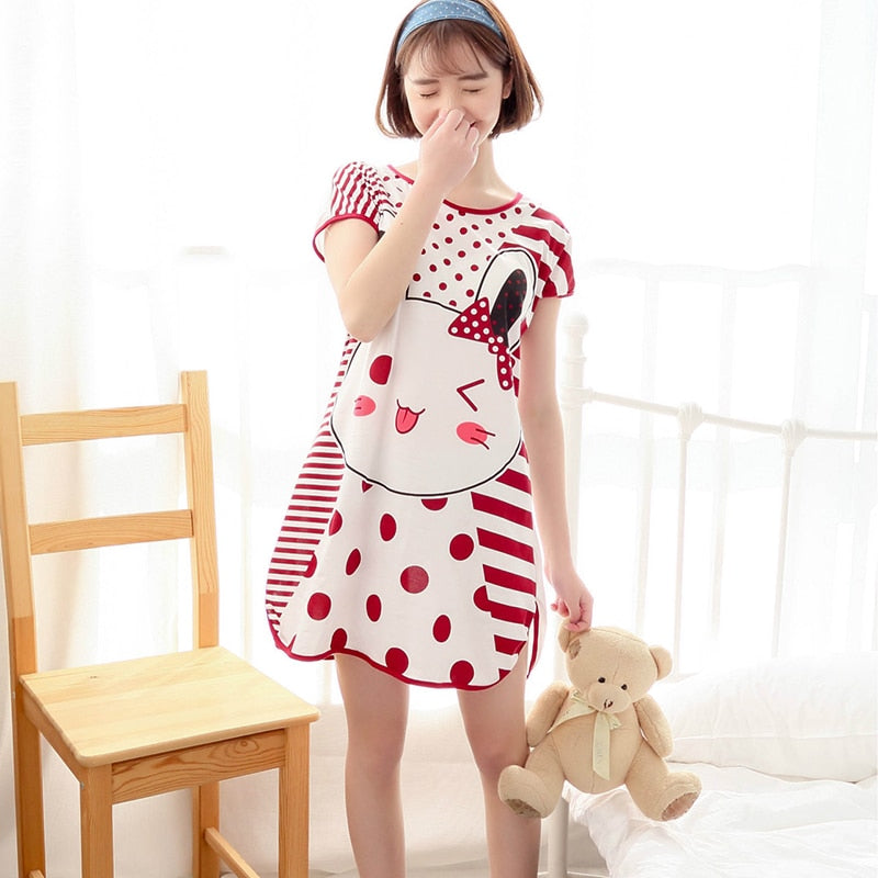 Printed Cartoon Sexy Sleepwear Lingerie Cute Nightdress