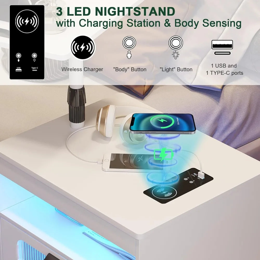 Wireless Charging Station Nightstand with