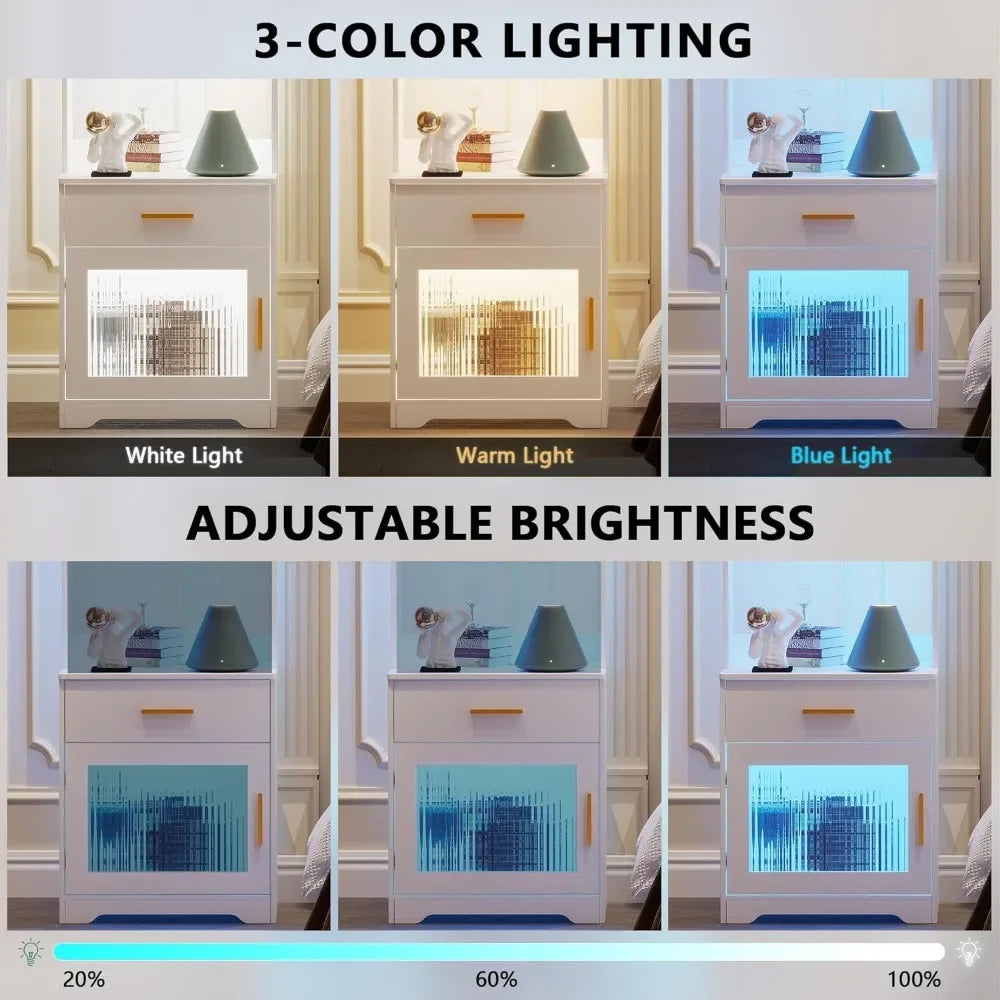 LED Nightstand with Charging Station