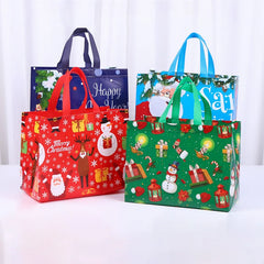 4pcs Christmas Gift Bag Santa Claus Snowman non-woven tote bag Candy Gift Packaging Bag Christmas Home Party