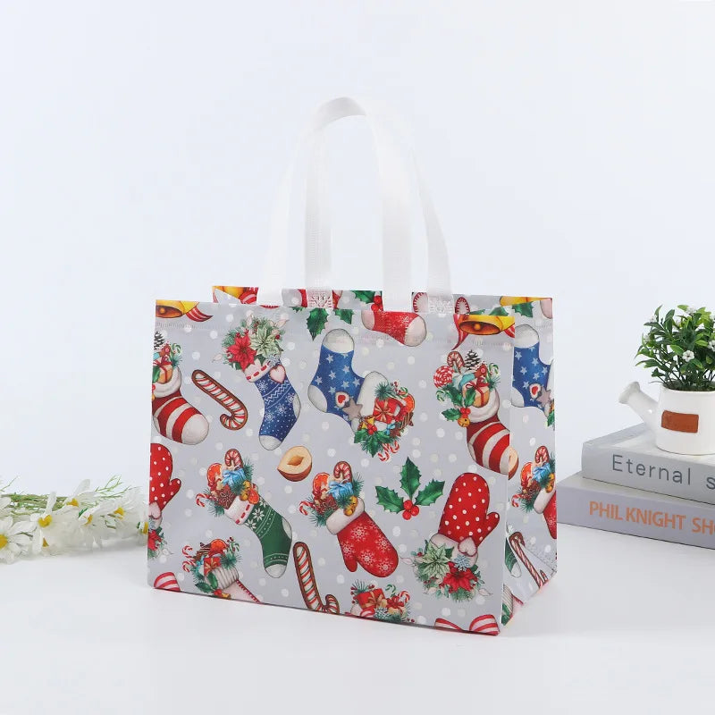 4pcs Christmas Gift Bag Santa Claus Snowman non-woven tote bag Candy Gift Packaging Bag Christmas Home Party