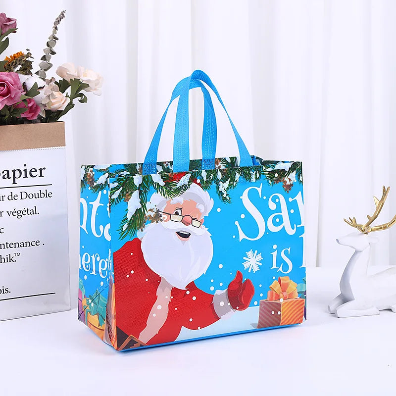 4pcs Christmas Gift Bag Santa Claus Snowman non-woven tote bag Candy Gift Packaging Bag Christmas Home Party