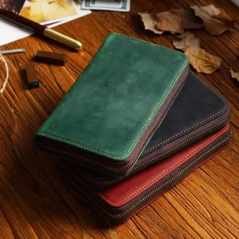 Leather Zipper Retro Pen Pouch