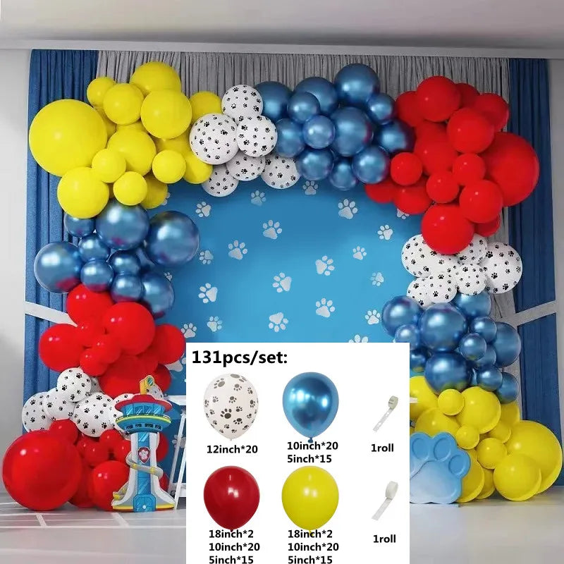 1Set Dog Paw Arch Garland Kit Balloons