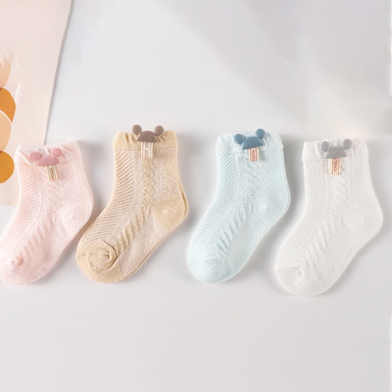 4Pcs Cute Baby Socks Mesh Infant Newborn