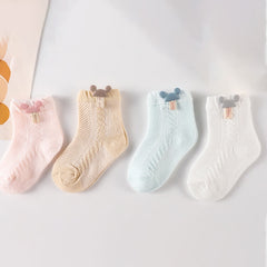 4Pcs Cute Baby Socks Mesh Infant Newborn