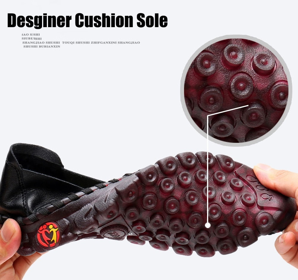 Thick Sole Flats Korean Shoes Cozy Leather Pregnant Woman Wide