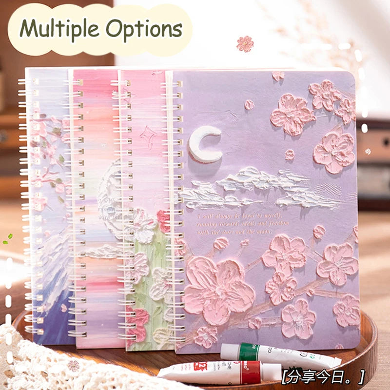 A5 Oil Painting Cover Coil Lined Notebook