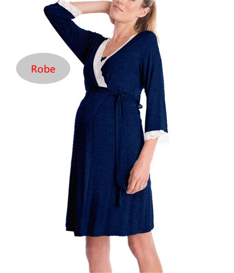 Maternity Robe Nightgown Pregnant Women Nursing Nightwear