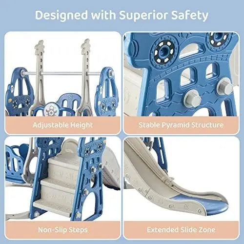 4-in-1 Kids Slide and Swing Set