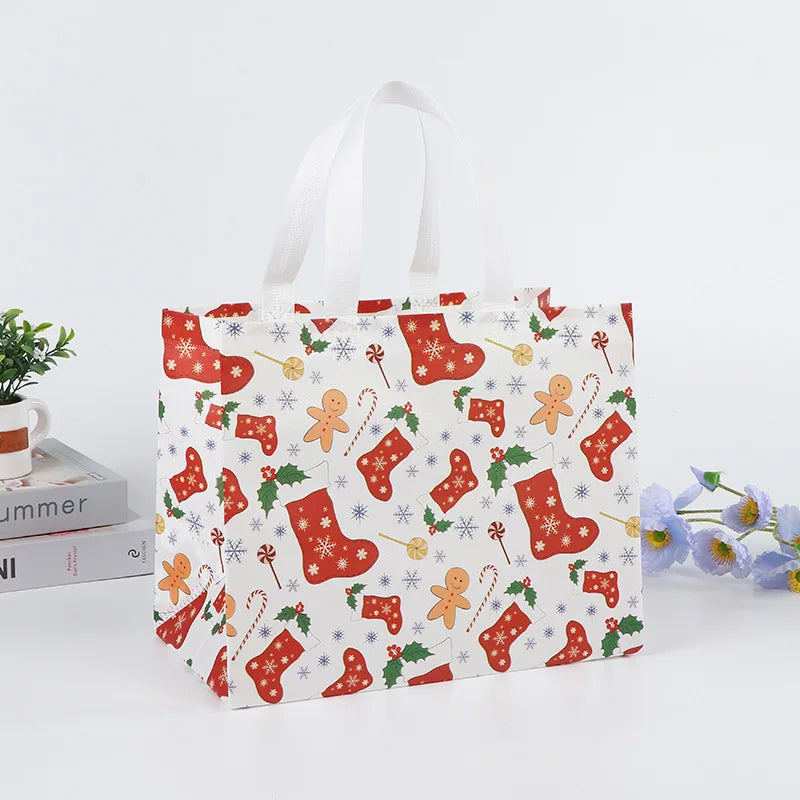 4pcs Christmas Gift Bag Santa Claus Snowman non-woven tote bag Candy Gift Packaging Bag Christmas Home Party