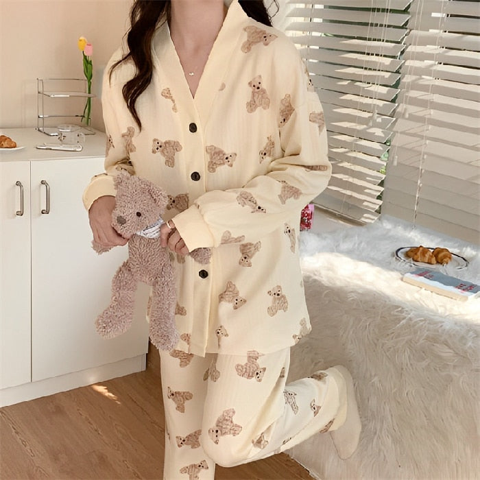 2023 Maternity Clothings Suit Spring Long Sleeve Pajamas Set Cartoon Printed Women Nursing Pyjama Pregnant Breastfeeding Clothes