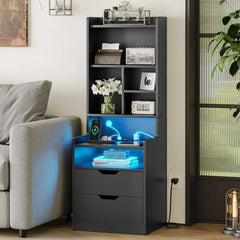 LED and bookcase charging Side table