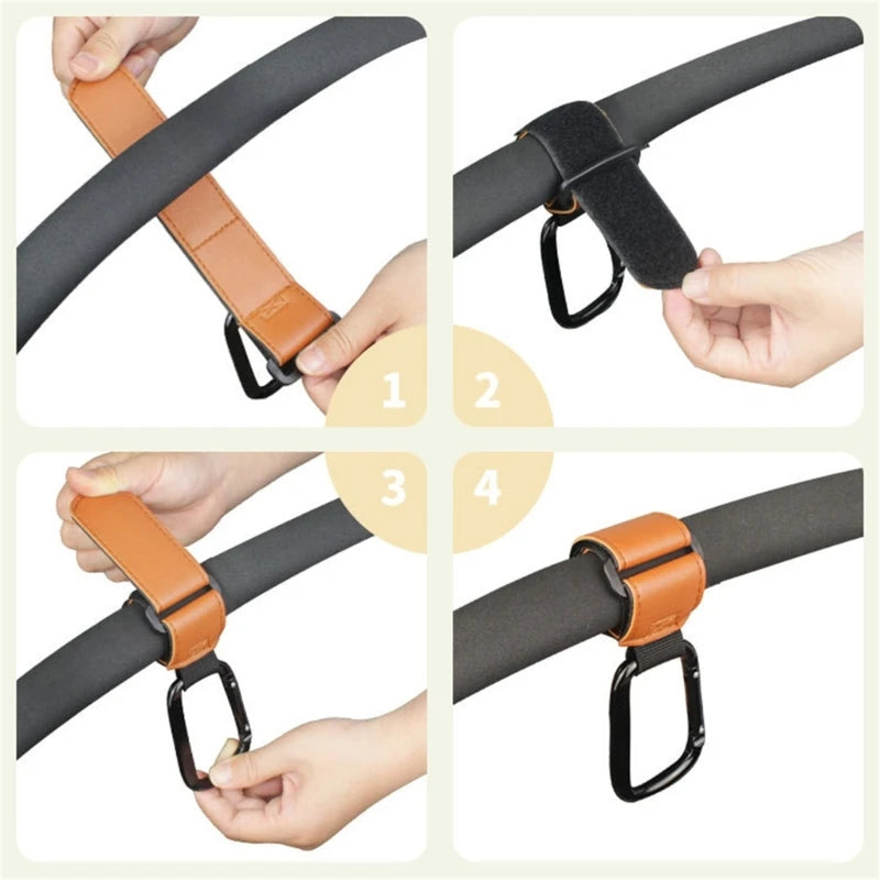 1/2pcs PU Leather Baby Bag Stroller Hook