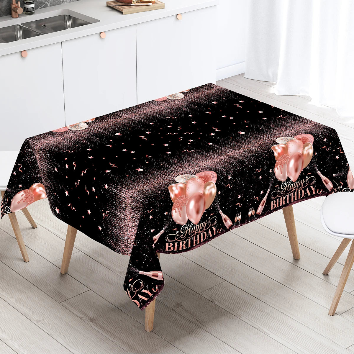 Black Gold Rose Gold Disposable Tablecloth