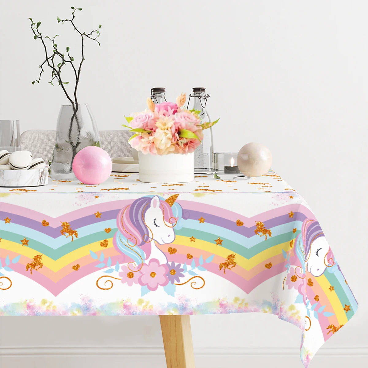 Rainbow Unicorn PE Tablecloth