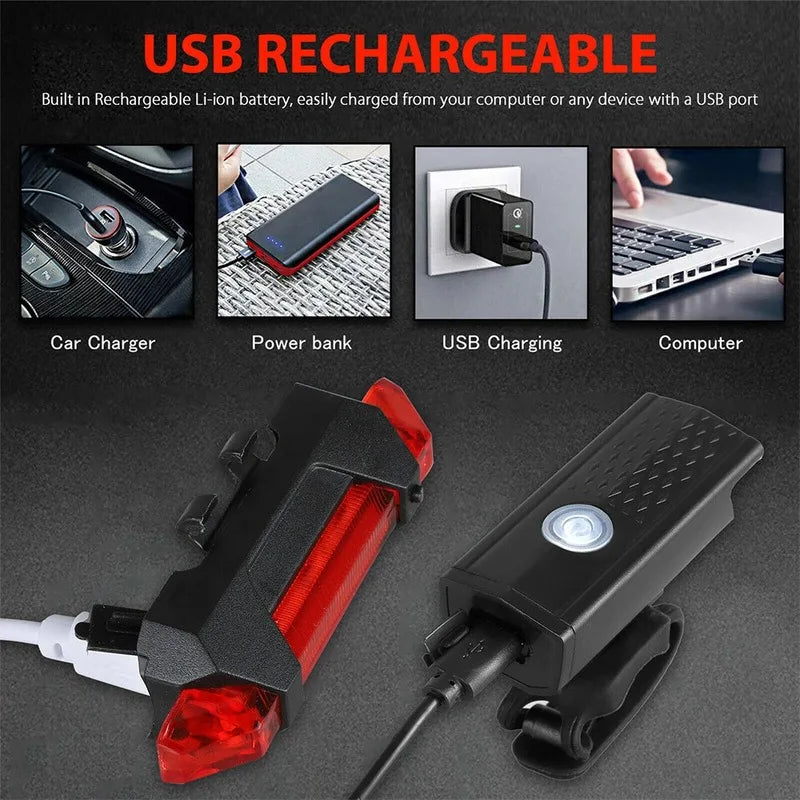 Bicycle Rechargeable USB LED Light Set