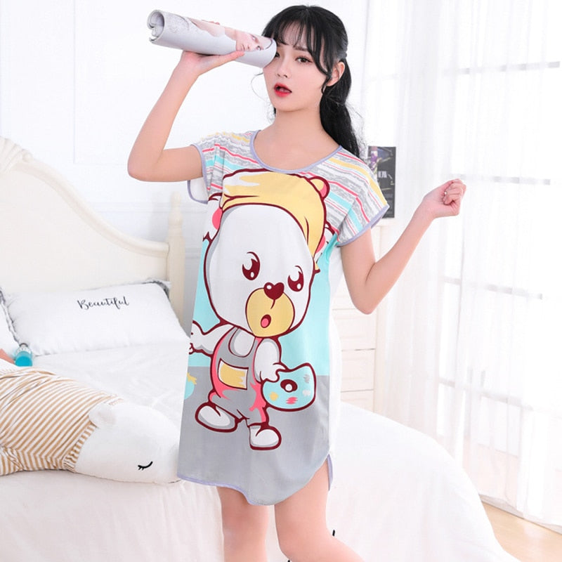 Printed Cartoon Sexy Sleepwear Lingerie Cute Nightdress