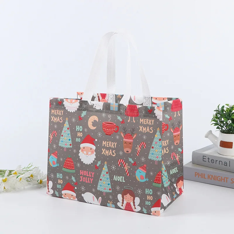 4pcs Christmas Gift Bag Santa Claus Snowman non-woven tote bag Candy Gift Packaging Bag Christmas Home Party