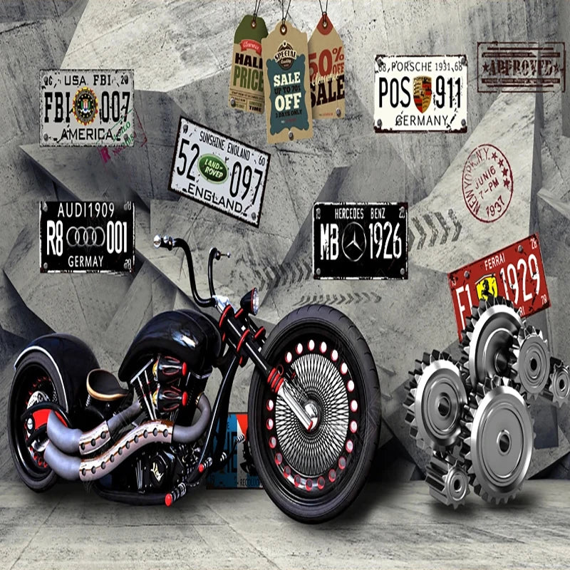 Custom 3D Mural Motorcycle Wallpaper