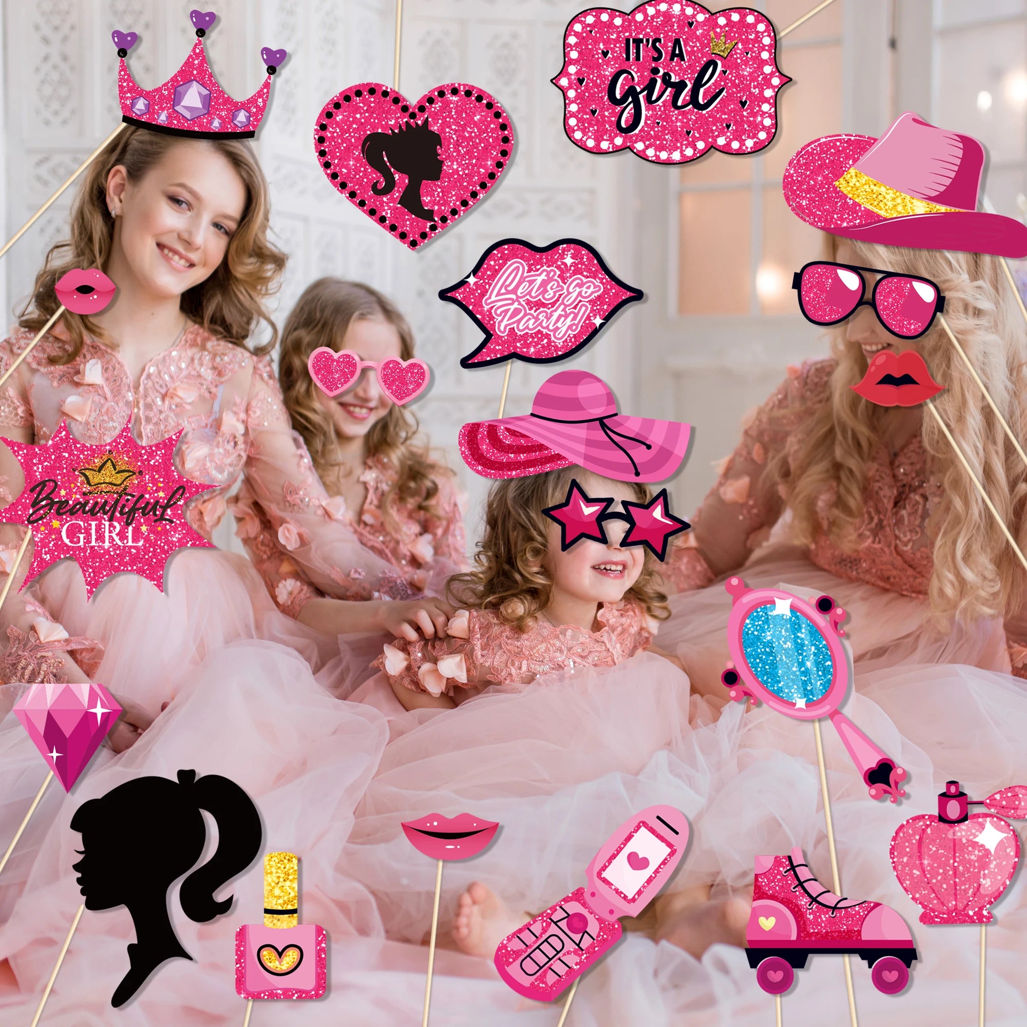 Barbie Black Pink Princess Photo Props