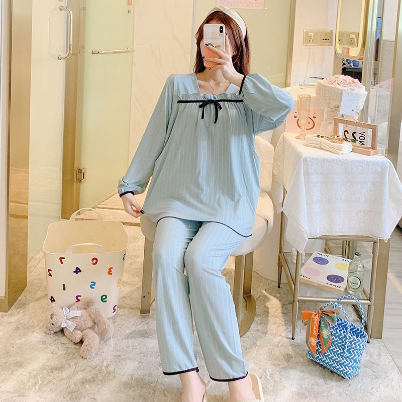 Milk Cool Maternity Nursing Sleepwear Sets Pregnant Women Pajamas