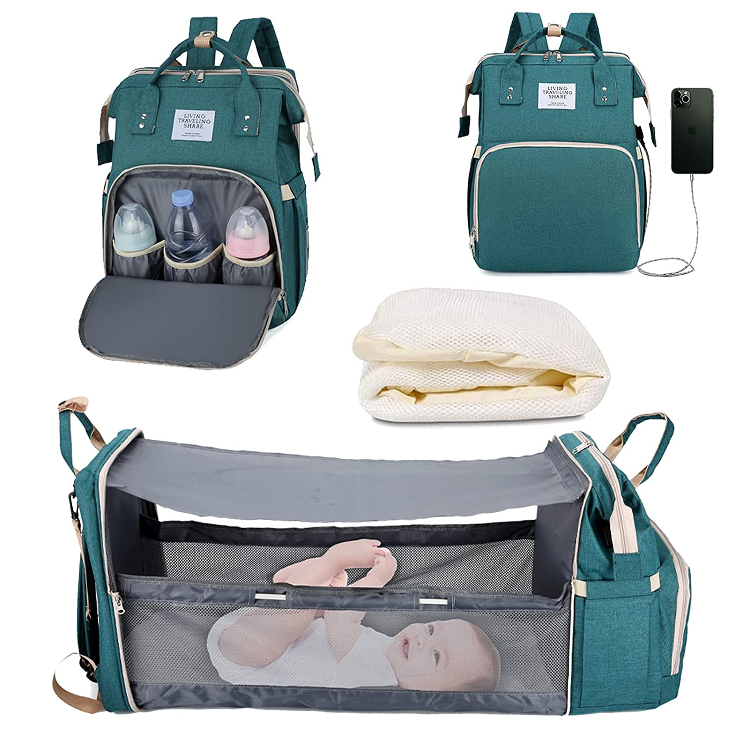 Baby Nappy Changing Station Portable Baby Bed Travel Bassinet Folding Waterproof