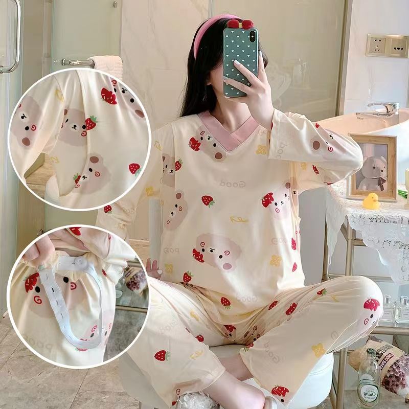 Breast Sleep Maternity Clothes Pajamas Nursing Clothing Breastfeeding Sleepwear