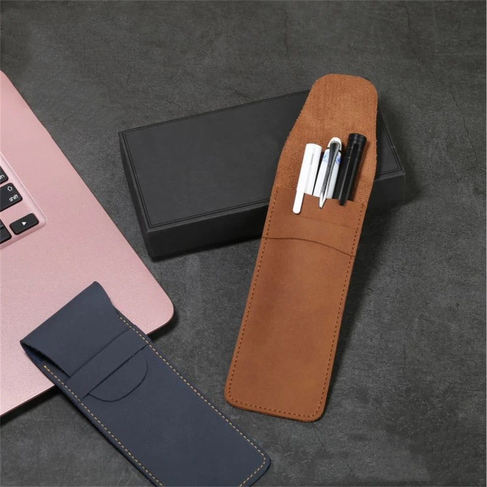 Portable Vintage PU Leather Pen Case