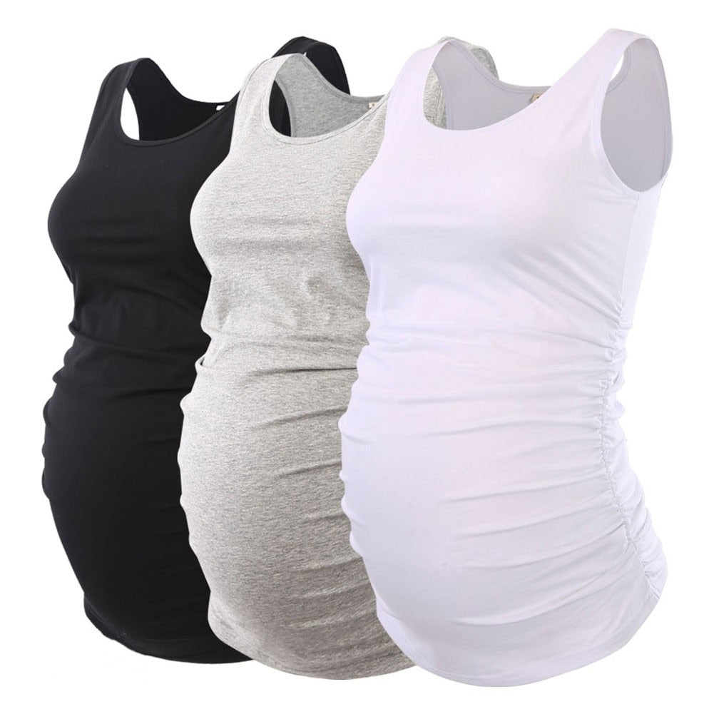 Maternity Tops Basic Maternity Clothes Tank Top Pregnancy Shirt Ruched Casual