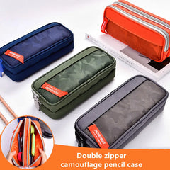 Double zipper camouflage canvas pencil case