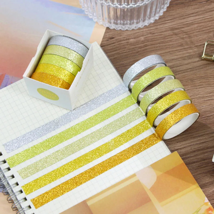 5Rolls Glitter Washi Tape Set