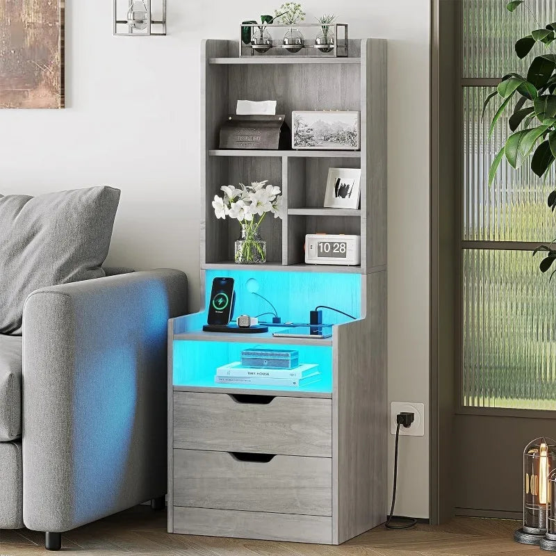 LED and bookcase charging Side table