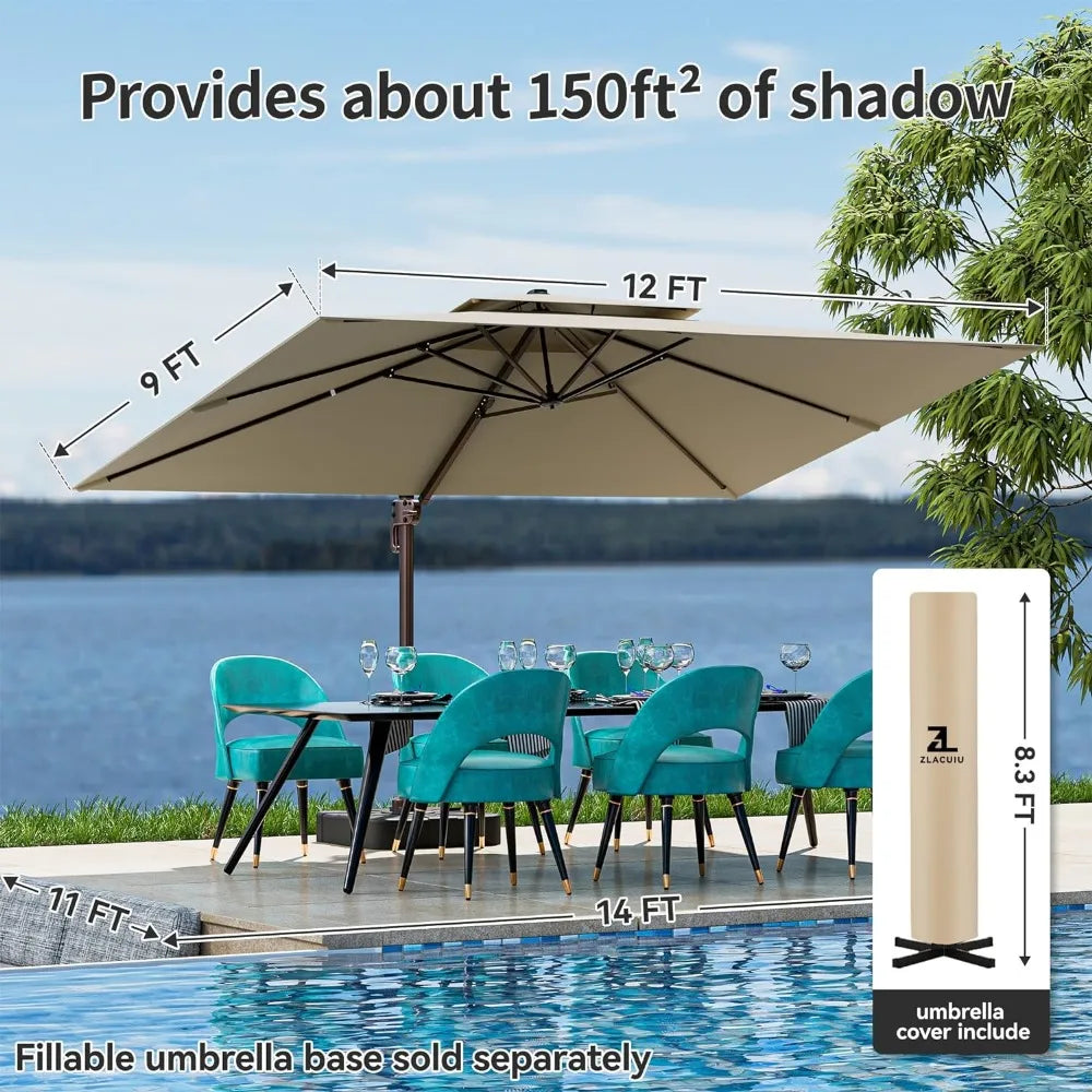 9x12FT Cantilever Outdoor Patio Umbrellas