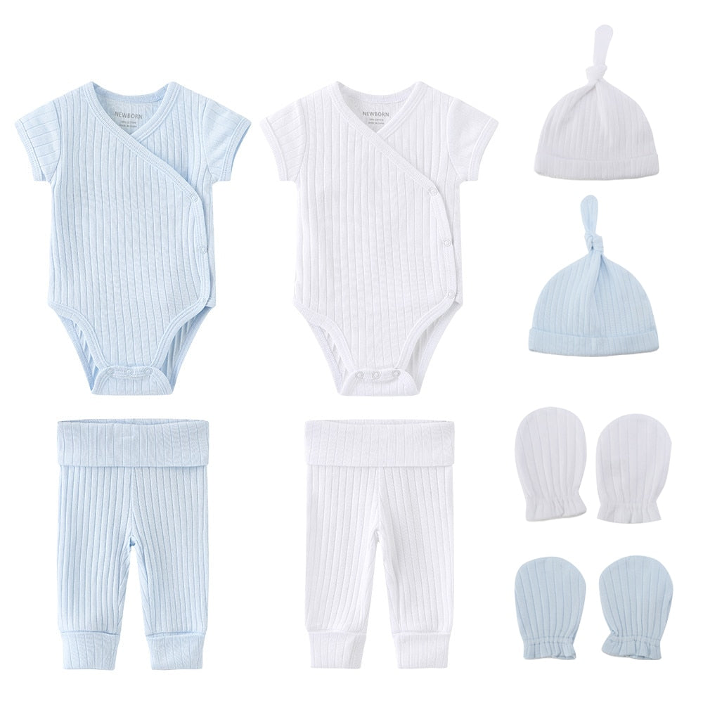 Unisex New Born Baby Boy & Girls Bodysuits+Pants+Hats+Gloves/