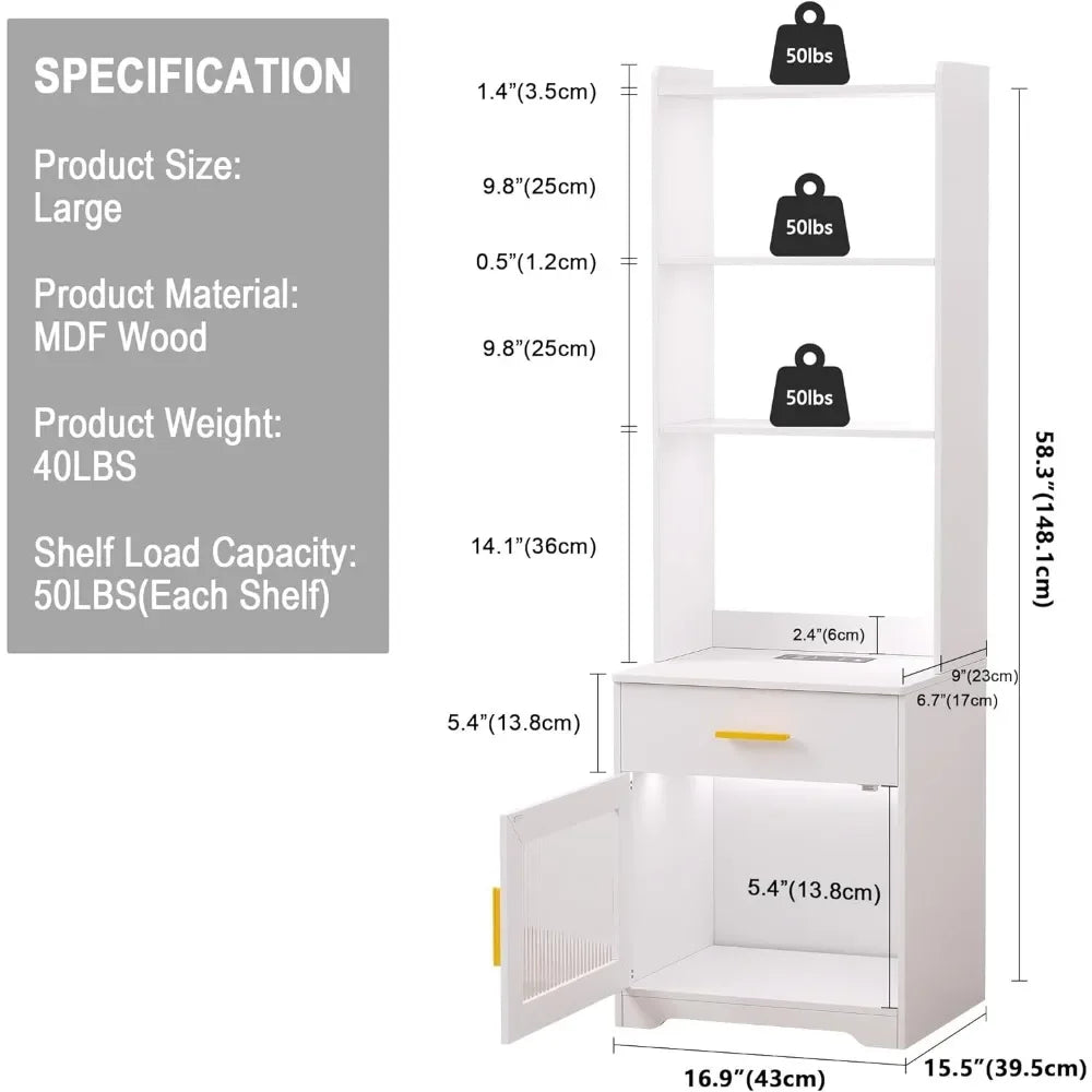 LED Nightstand with Charging Station