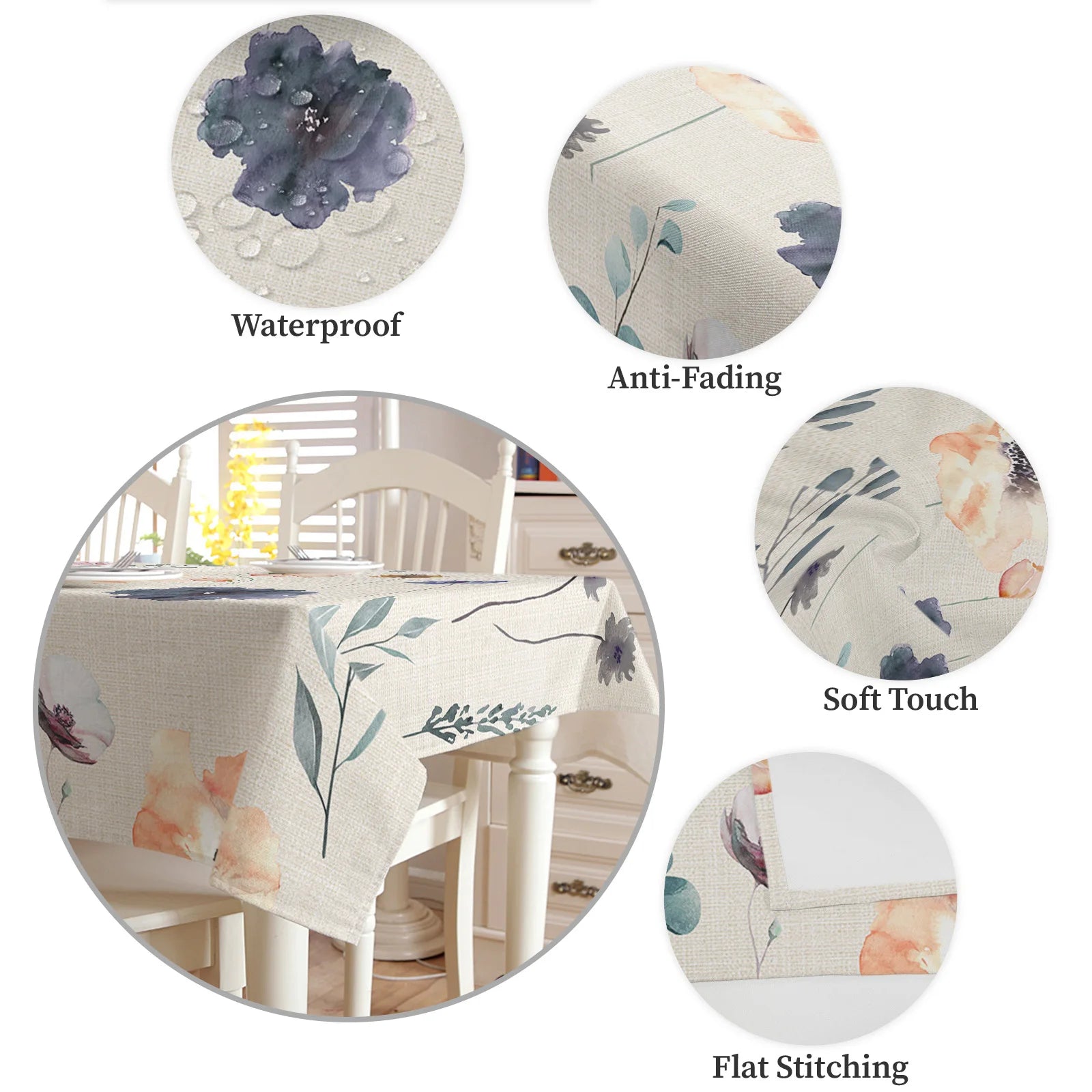 Flower Hand Painting Table Waterproof Cloth