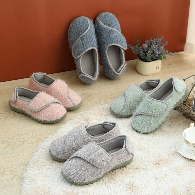 Com warm Fully Plush Slippers Warm Cotton Shoes For Pregnant Anti-slip Shoe