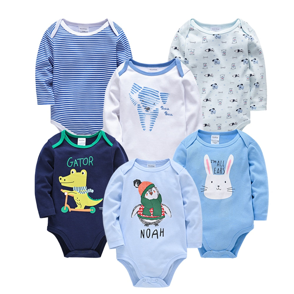 Baby Boys Girls Bodysuit 6 PCS 3 PCS Long Sleeve 100% Cotton 0-12 months Newborn Jumpsuit Clothing