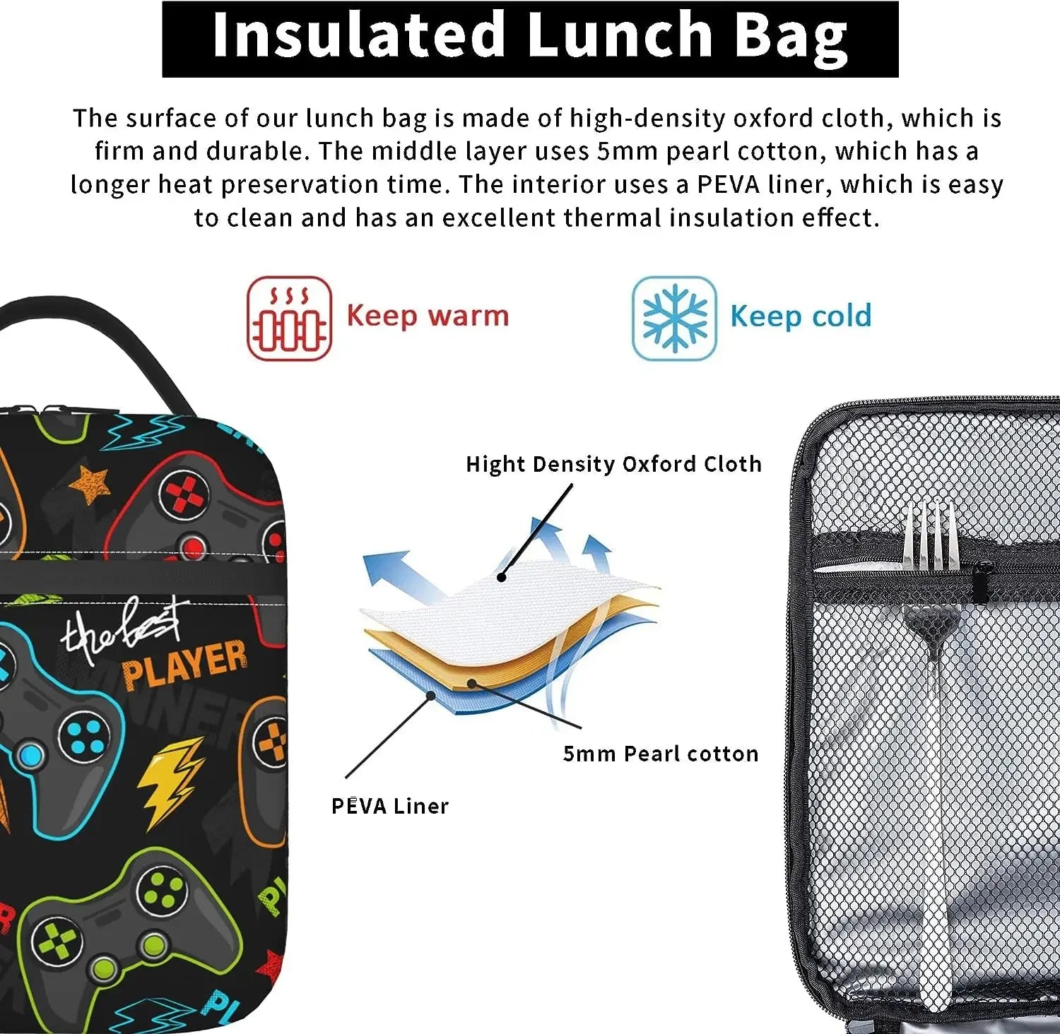 Gamer Controller Insulated Lunch Bag