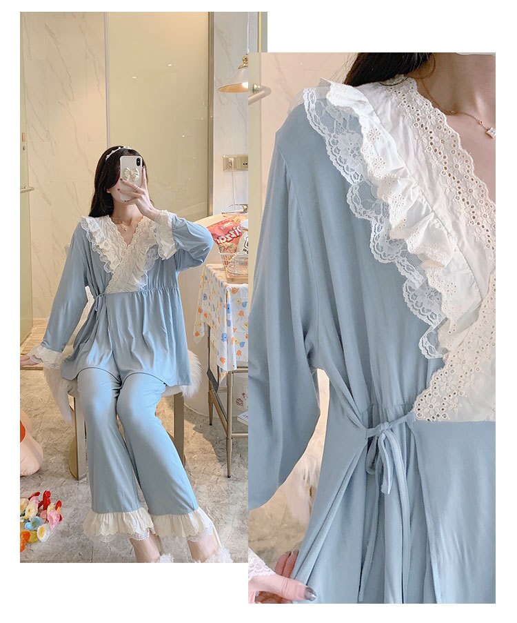 Breastfeeding Maternity Pajamas Nursing Nightgown Pregnancy Sleepwear