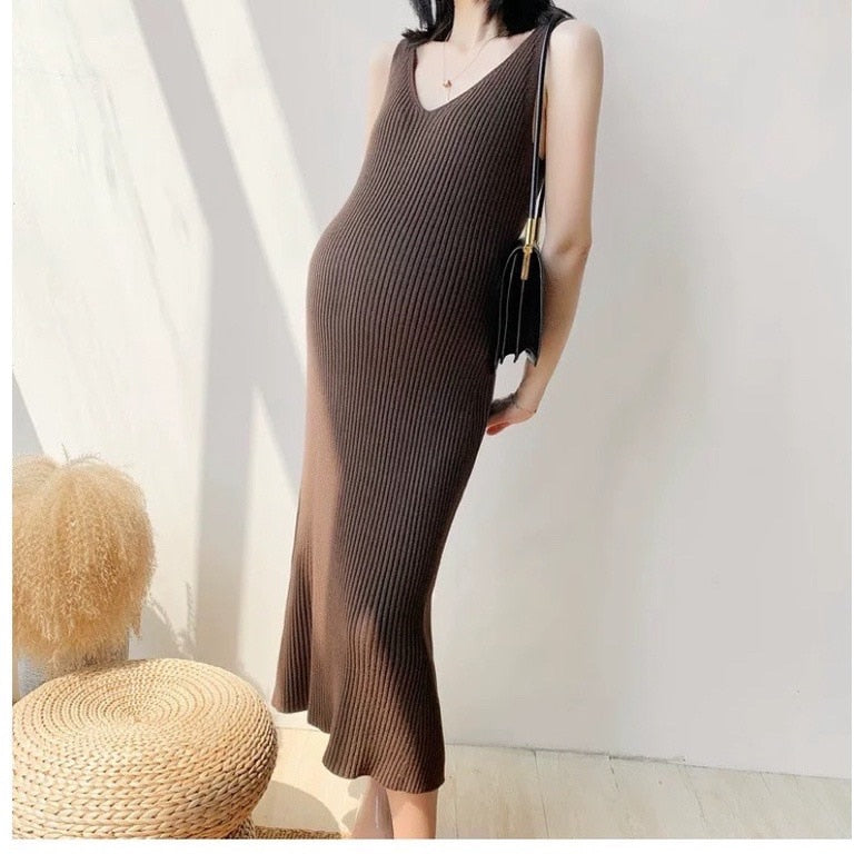 Pregnant Women Knitted Long Dresses