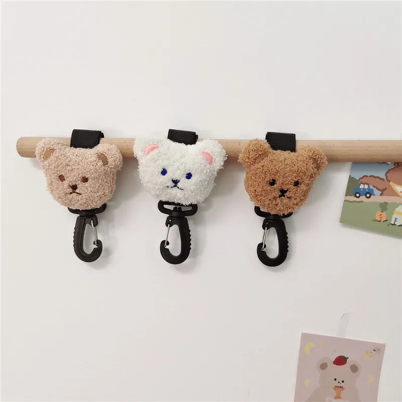 2Pcs/set Cute Bear Baby Stroller Hook and 360 Degree Loop