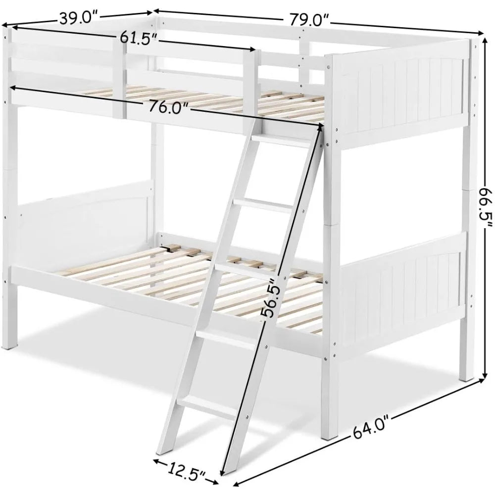 Wood Twin Over Twin Bunk Beds