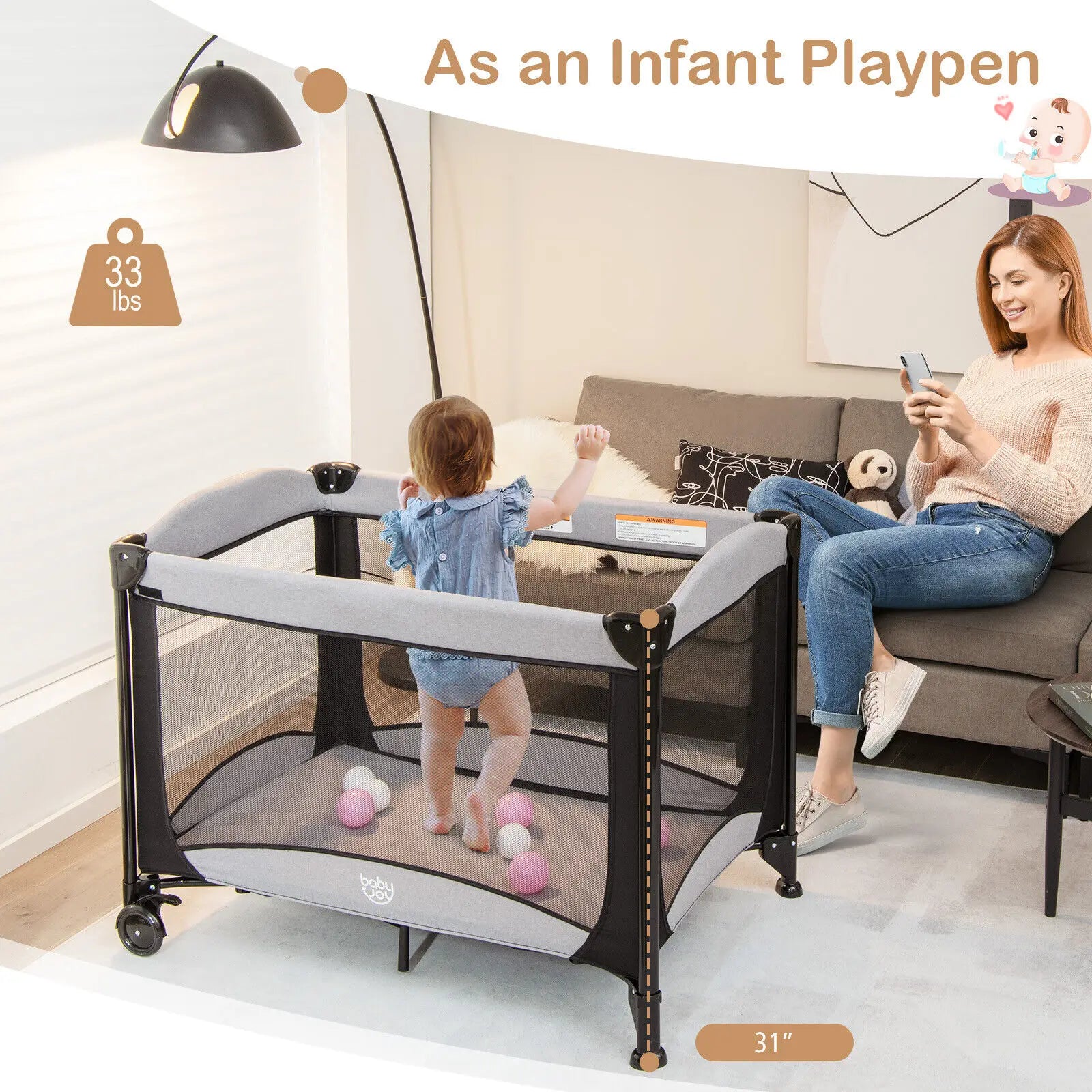 Babyjoy 5 in 1 Portable Baby Playard