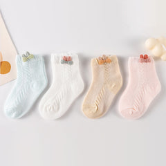 4Pcs Cute Baby Socks Mesh Infant Newborn