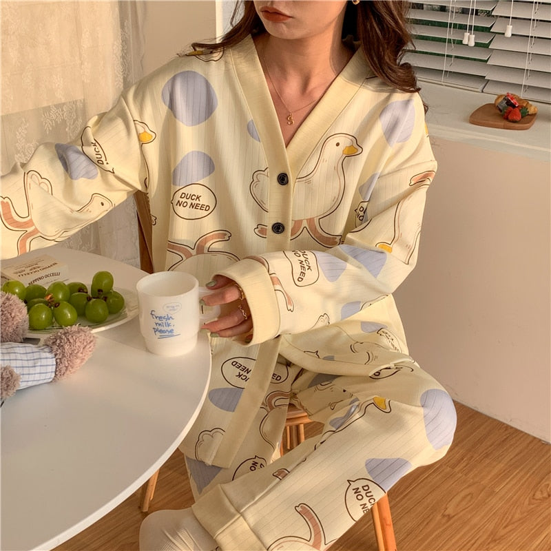 2023 Maternity Clothings Suit Spring Long Sleeve Pajamas Set Cartoon Printed Women Nursing Pyjama Pregnant Breastfeeding Clothes
