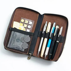 Leather Zipper Retro Pen Pouch