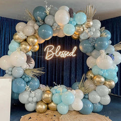 Burgundy Blue Gold Balloon Arch Kit